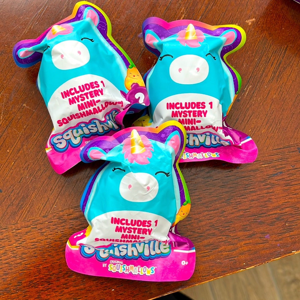 Official KellyToy Squishville Blind Bag Mystery Mini Squishmallow (Theee Pack)